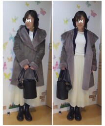 リアルアウターver. | アウターは久し振りにムートンを着て✨今日の気温なら適温👍(その他)