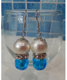 Handmade | 自作ピアス☆ヴェネチアンガラス×ロンデル×コットンパール✨(ピアス（両耳用）)