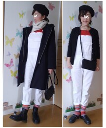 リアルコーデver. | 左:ネイビーコートを着て✨ 右:黒サボを履いて柄ソックス見せ😁(その他)