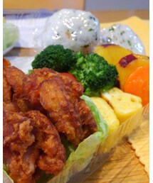 唐揚げ弁当🍱 | 昨日のお弁当は娘の好物づくし唐揚げ&サツマイモママレード煮(食器/キッチン)