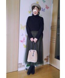 コート無しver. | コートを脱いで✨黒×カーキ×ベージュ☆少し秋冬っぽい？(その他)