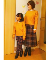 アウターなしver. | 黄色ニット×チェックで明るいコーデに✨(その他)