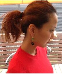 ピタTのレッドとドット柄のサスペンダー付きロングスカート!!
ピアスはあえてのブラックチェリーで
遊び心満載!大人なシルエットに❤️(つなぎ/オールインワン)