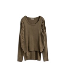 QUEEN SHOP | 街頭酷勁破損感前短後長針織上衣(ニット/セーター)