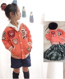 DENIM DUNGAREE | デニム＆ダンガリー 409 裏毛スタジアムジャケット 淡オレンジ(スタジャン)