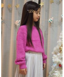 petit main | はっきりしたピンクにアイスグレーのスカート(ニット/セーター)