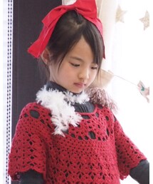 DAISO | フェザーヤーンで編んだふわふわリボン(マフラー)