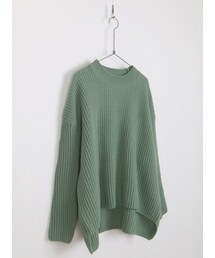 ボトルネックルーズリブニットトップス(ニット/セーター)