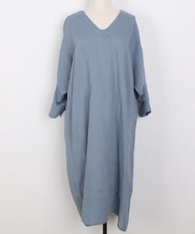holicholic | Vネックリネン混紡ロングワンピース(ワンピース)