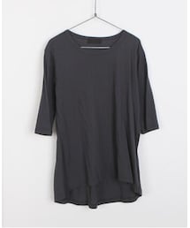 holicholic | コットンモダール五分袖ラウンドヘムTシャツ(Tシャツ/カットソー)