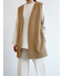 シンプルフロントオープンウール混ベスト(ベスト)