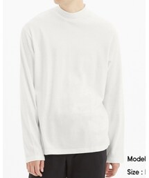 GU | MEN ソフトコットンモックネックT(長袖) size:S(Tシャツ/カットソー)