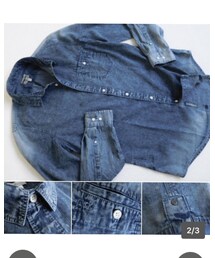 Calvin Klein Jeans | ★カルバン クライン★インディゴ ★ライトオンスデニム エイジング XL(シャツ/ブラウス)