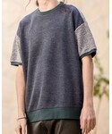 CAMBIO | mt4807-3Color Knit sew Short Sleeve Loose Pullover プルオーバー(T恤)