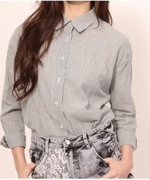 OVERSIZED STRIPED SHIRT - GREY(シャツ/ブラウス)