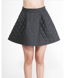 QUILTED SKATER SKIRT - DARK GREY(スカート)