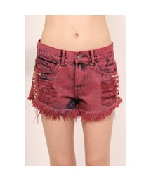 BAMBAM - PAPER CUTS FIRE BAMBINO SHORT - RED(デニムパンツ)