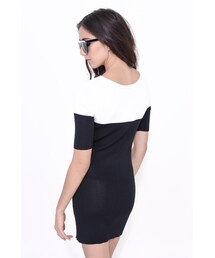 BACKROOM | BKRM White Label SHORT SLEEVE BODYCON DRESS - BLACK WHITE(ワンピース)