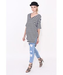 BACKROOM | BKRM White Label LOOSE THE STRIPES - BLACK/WHITE(チュニック)