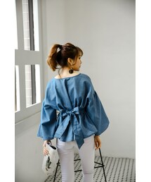 Futier land | ウエストリボンぺプラムブラウス(シャツ/ブラウス)
