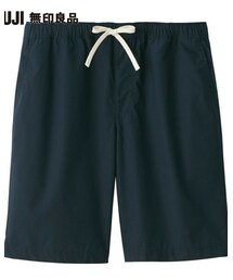 無印良品 | 男印度棉平織布短褲/暗藍(カーゴパンツ)