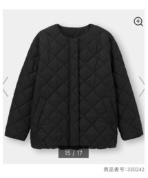 GU | キルティングブルゾン(ノーカラーコート)