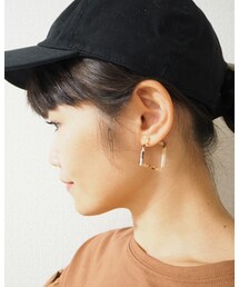 ajisai APARTMENT | べっ甲調 マーブルアクリル スクエアフープピアス(ピアス（両耳用）)