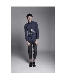 Jason | Blue embroidered brush strokes shirt(シャツ/ブラウス)