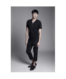 Jason | Zipper V-neck Black Tee(Tシャツ/カットソー)