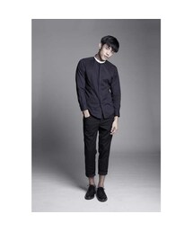 Layered mandarin collar purple shirt(シャツ/ブラウス)