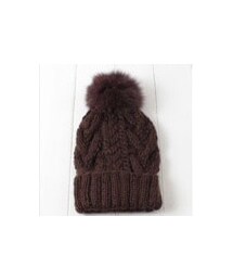 milsa | フォックスファーポンポン付きケーブル編みニット帽(ニットキャップ/ビーニー)
