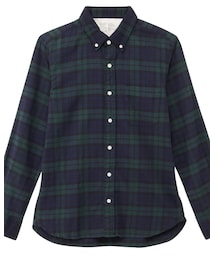 無印良品 | オーガニックコットンフランネルチェックボタンダウンシャツ　紳士ＸＸＬ・ダークグリーン(シャツ/ブラウス)