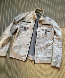 no brand | ホワイトデニム汚し加工(デニムジャケット)