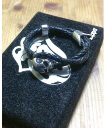 no brand | スカル レザーブレスレット(ブレスレット)