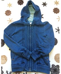 no brand | インディゴ染めパーカー(スウェット)