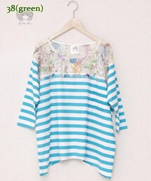 ScoLar | 花柄レースプリントボーダープルオーバー(Tシャツ/カットソー)