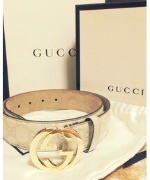 GUCCI | Gucci - ロゴバックル ベルト - women - レザー/Canvas/metal - 85(ベルト)