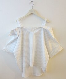 ストライプオフショルシャツ(シャツ/ブラウス)