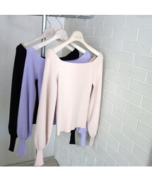 オフショルバルーンスリーブニット(ニット/セーター)