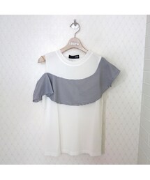 ストライプフリルワンショルトップス(Tシャツ/カットソー)