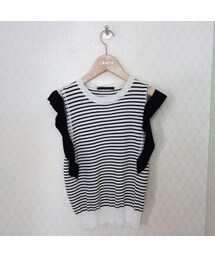 ボーダー　フリルトップス(ニット/セーター)