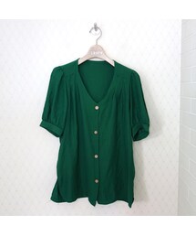Vネック　ボタンブラウス(シャツ/ブラウス)