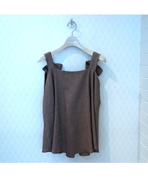 ショルダーリボンチェック　トップス(シャツ/ブラウス)