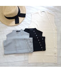 L'altro サイドボタン ノースリーブリブニット(タンクトップ)