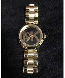 MICHAEL KORS | Michael Kors  Mid-Size Golden Stainless Steel Logo Three-Hand Watch(アナログ腕時計)