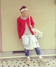 no brand | カーディガン、巻いてみました。笑(スカート)