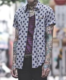 tastemaker | 圓點千鳥格紋短袖襯衫(シャツ/ブラウス)