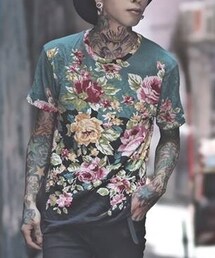 tastemaker | 藍綠色滿版印短TEE(Tシャツ/カットソー)