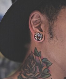 ukcustomplugs | 刺青心臟圖案擴耳環(ピアス（両耳用）)
