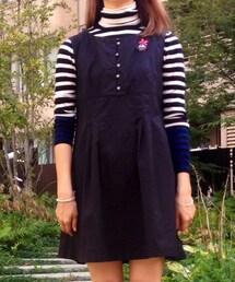 ブランド不明 | 大学生の時、バイト先の先輩に貰った生地で作ったワンピース！できはまーまーだけど、デザインは気に入ってるよ♪(ワンピース)